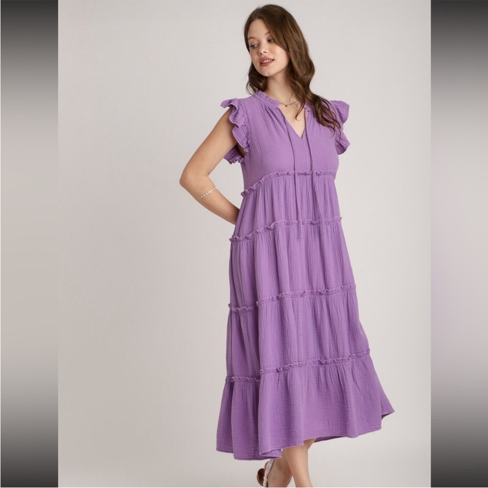 163 💕 Umgee Elegant Purple Ruffle Dress